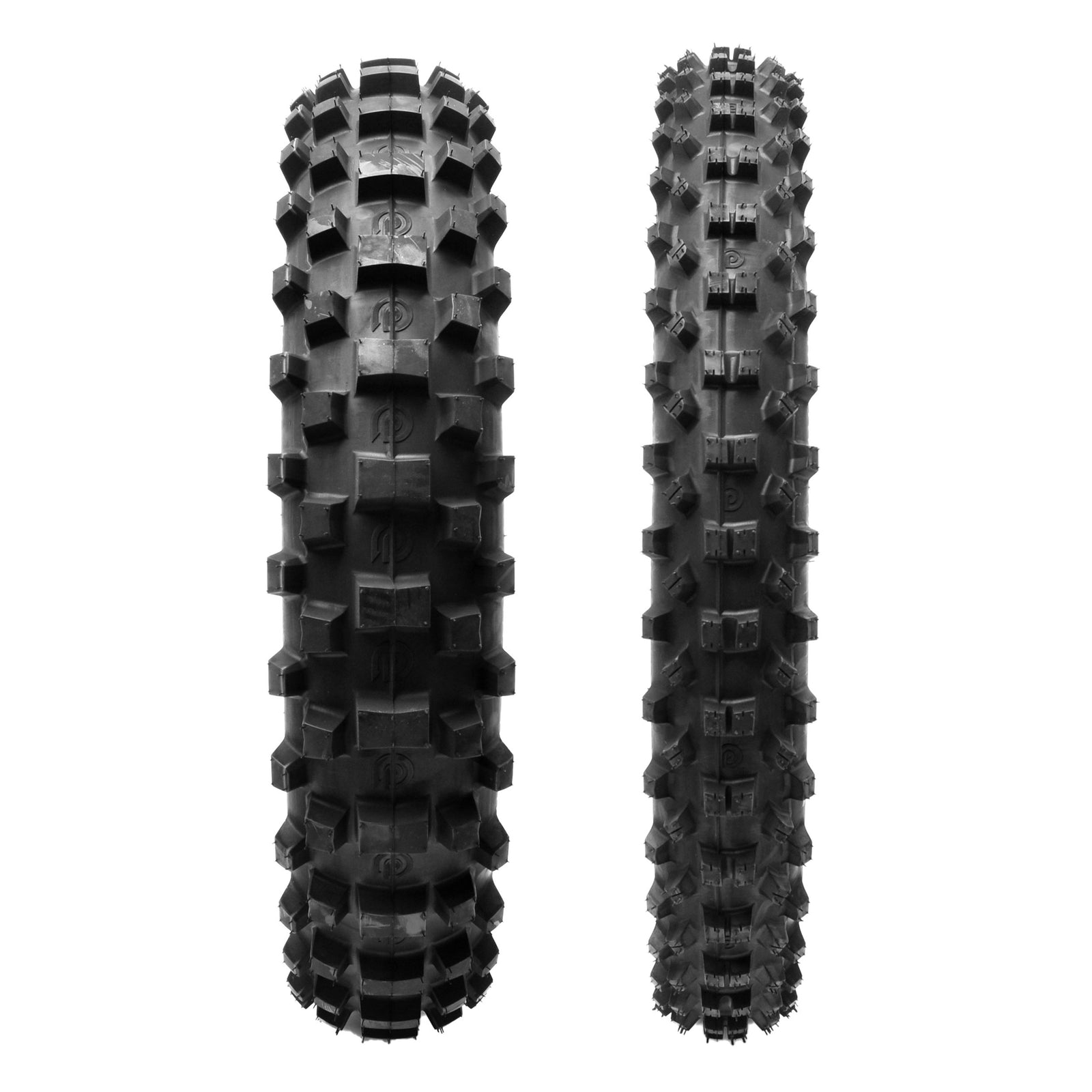 Two off-road dirt bike tires with Matterly GP branding on a white background